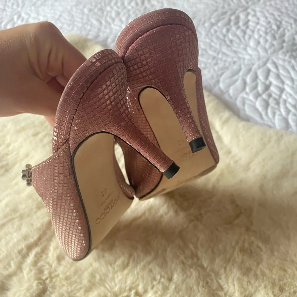 Jimmy Choo Bing 65 Pink Heels with Crystal Strap - Picture 4 of 12